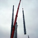 Автокран Liebherr LTM 1100 на установке опор ЛЭП в Москве