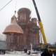 Автокран Liebherr LTM 1200 на монтаже куполов церкви в Москве