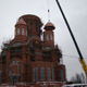Автокран Liebherr LTM 1200 на монтаже куполов церкви в Москве