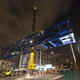 Автокран Liebherr LTM 1500 на монтаже пешеходного моста в Москве
