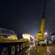 Автокран Liebherr LTM 1500 на монтаже пешеходного моста через МКАД