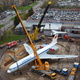 Установка на постамент самолета Ил-62 в Шереметьево (автокраны Liebherr LTM 1350 и LTM 1500)