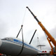 Установка на постамент самолета Ил-62 в Шереметьево (автокраны Liebherr LTM 1350 и LTM 1500)